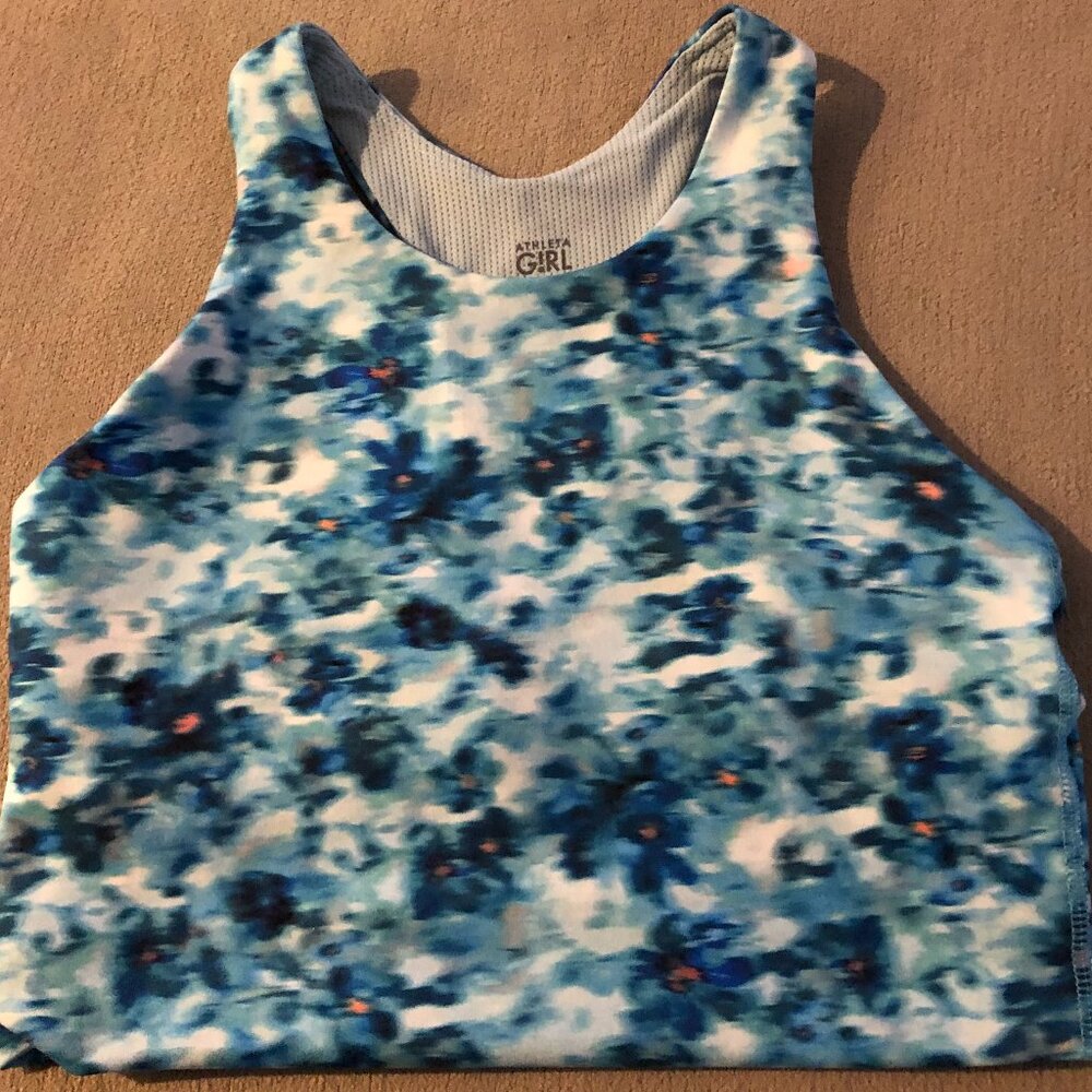 Athleta Girl Multicolor Crop Top Tank w/Build in Sport Bra Size L/12